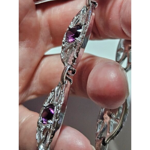 **Final Sale** Sarah Coventry silver tone and purple bracelet - Picture 2 of 12